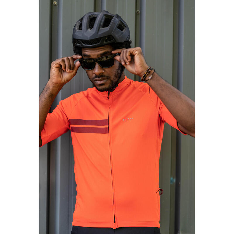 MAILLOT MANCHES COURTES TPS CHAUD VELO ROUTE HOMME RC100 ROUGE