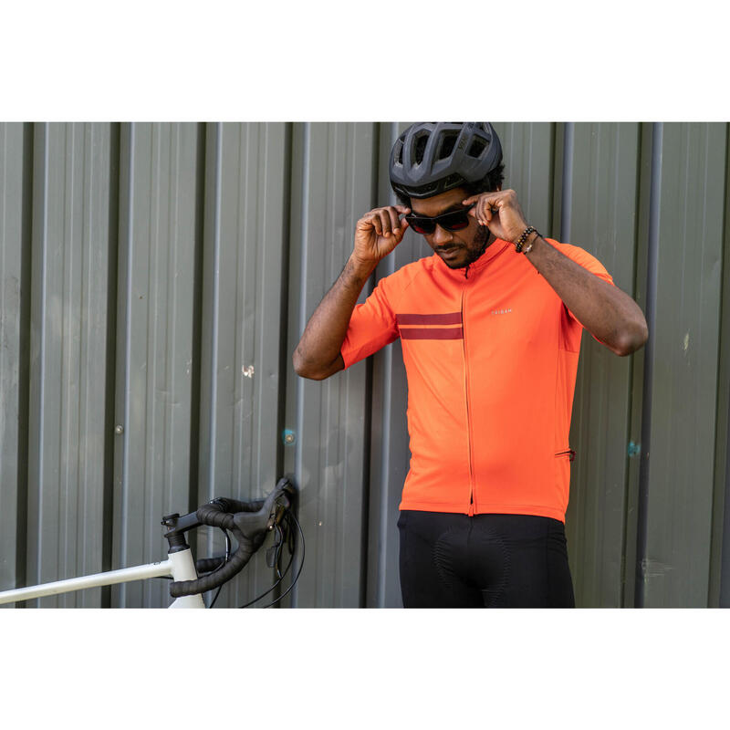 MAILLOT MANCHES COURTES TPS CHAUD VELO ROUTE HOMME RC100 ROUGE