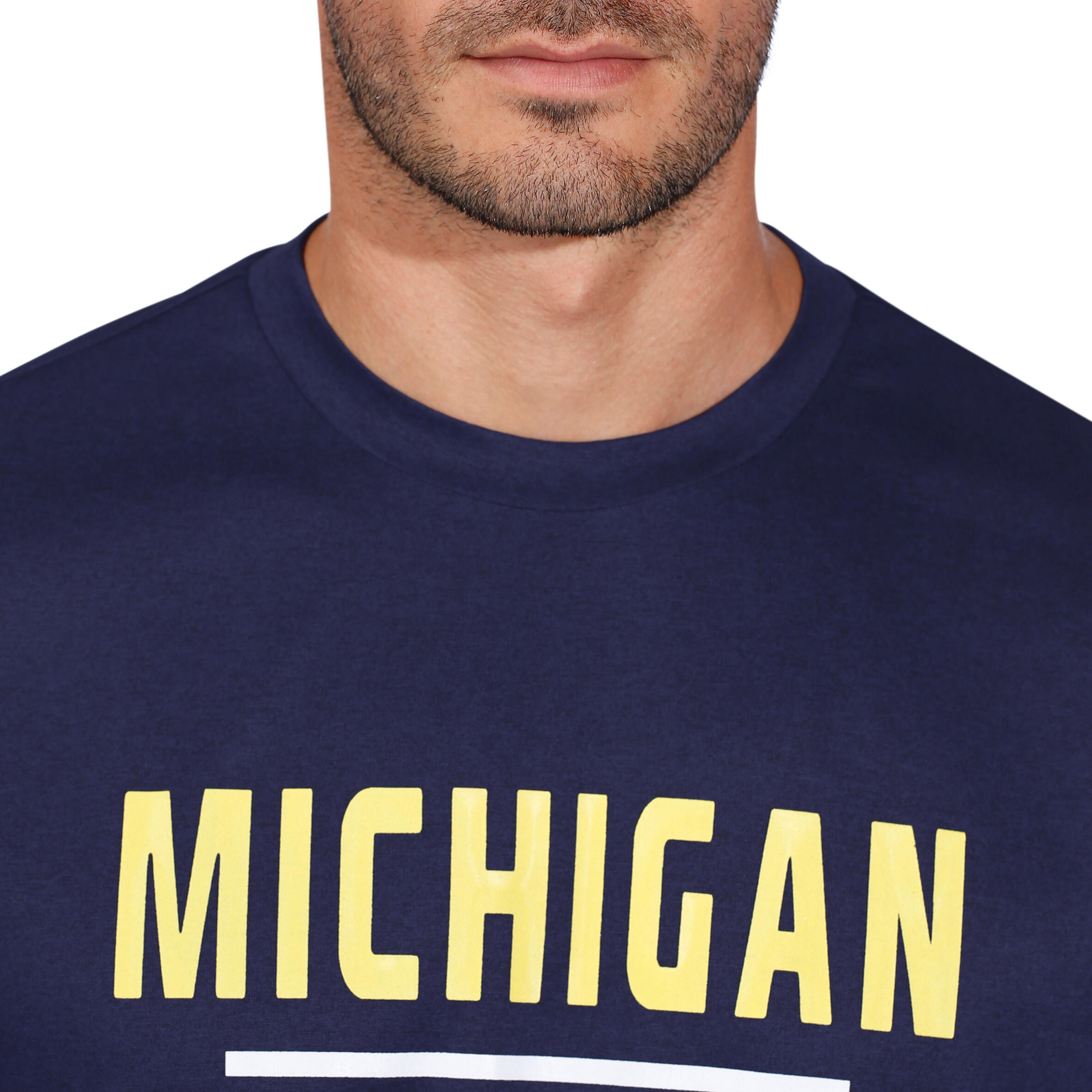Fast Michigan Men's Basketball T-shirt - Blue Yellow 6/12