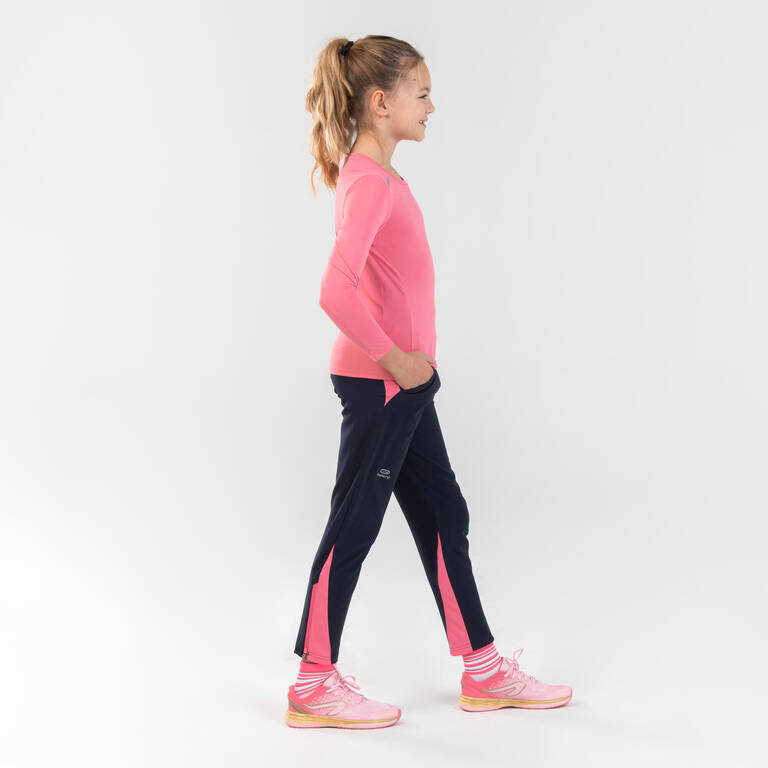 Kids' UPF 50+ UV Protection Long-Sleeved Running T-Shirt AT 300 - Pink