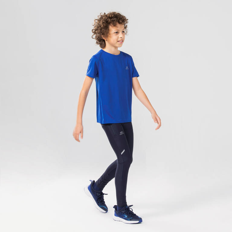 Kids' Breathable Short-Sleeved Athletics T-Shirt AT 100 - Electric Blue