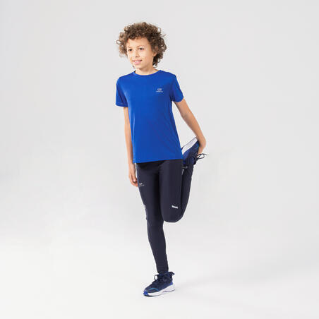 Tee-shirt d'athlétisme manches courtes respirant enfant  AT 100 bleu électrique