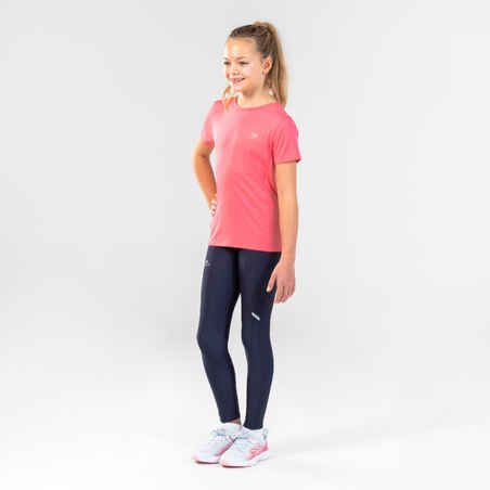 Kids' Short-Sleeved Breathable Athletics T-Shirt AT 100 - Pink