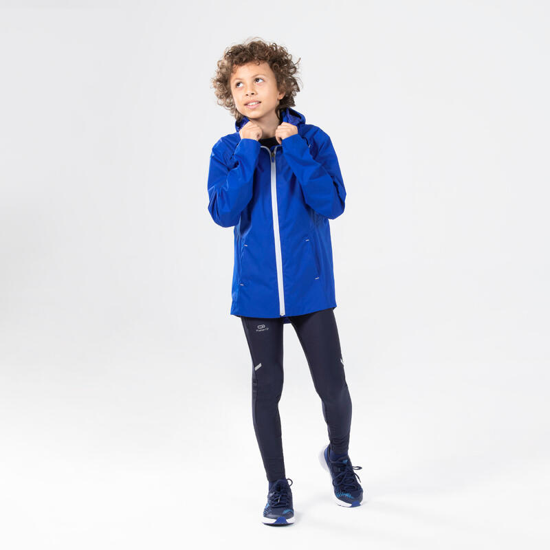 Chaqueta impermeable running atletismo Niños AT 500 azul eléctrico