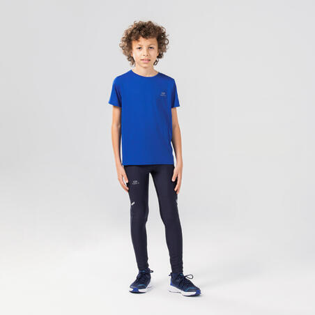 Tee-shirt d'athlétisme manches courtes respirant enfant  AT 100 bleu électrique