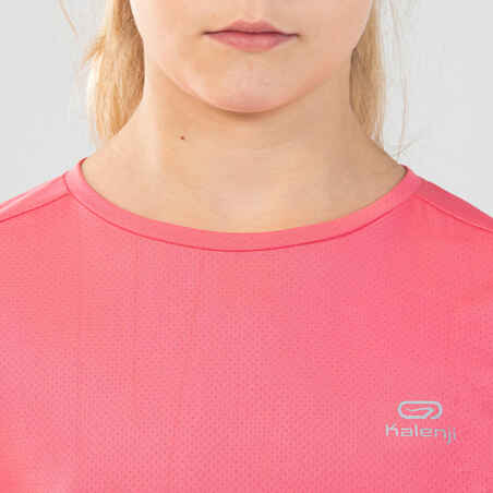 Kids' Short-Sleeved Breathable Athletics T-Shirt AT 100 - Pink
