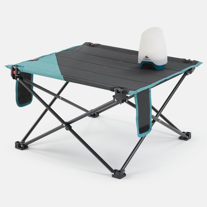 Mesa pequeña plegable baja de camping 2 personas MH100 azul