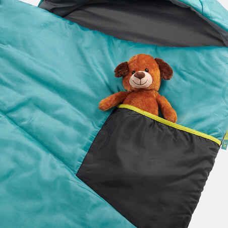 Schlafsack Camping 2-in-1 Sleepin Bed MH500 10 °C Kinder blau