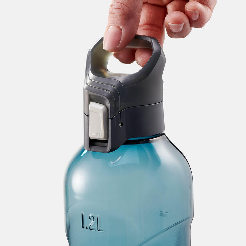 Plastic (Ecozen) Hiking Flask with Quick Opening Cap MH500 1.2 Litre Blue