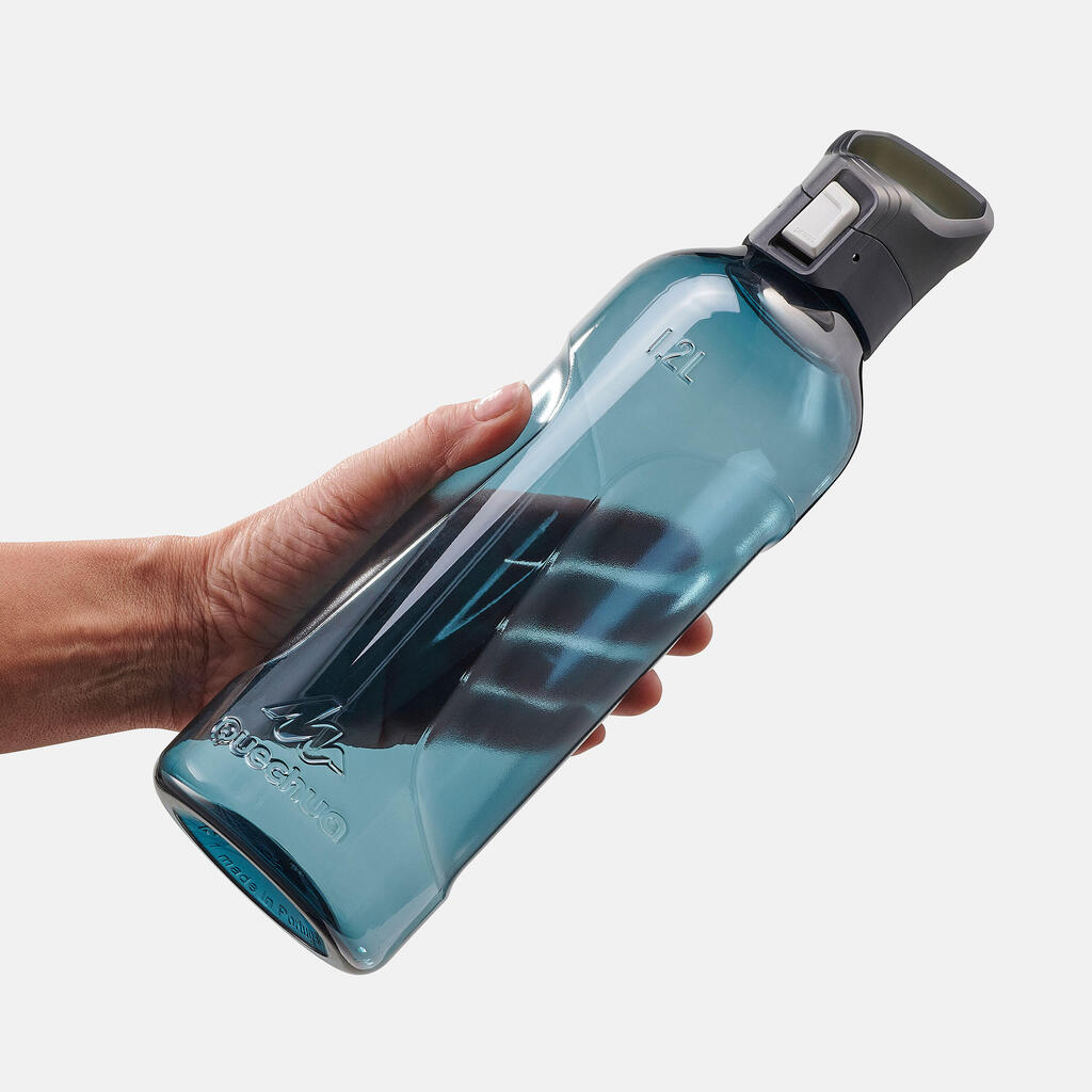 Plastic (Ecozen) Hiking Flask with Quick Opening Cap MH500 1.2 Litre Blue