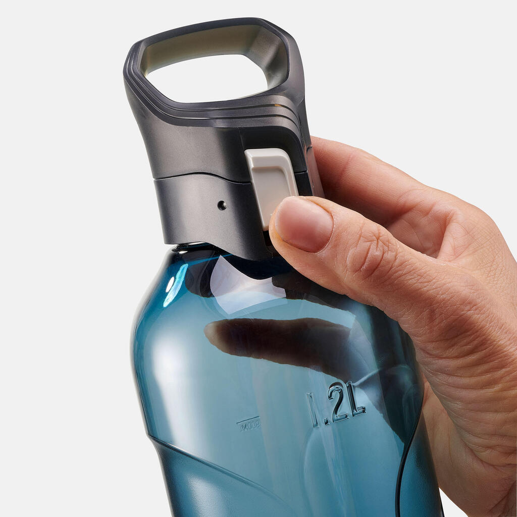 Plastic (Ecozen) Hiking Flask with Quick Opening Cap MH500 1.2 Litre Blue