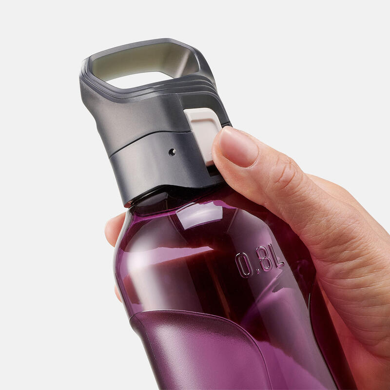 Plastic hiking flask with quick opening cap MH500 0.8 Litre purple 