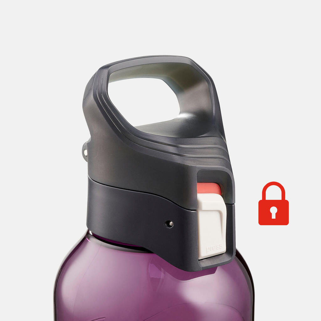 Plastic (Ecozen) Hiking Flask with Quick Opening Cap MH500 0.8 Litre Purple