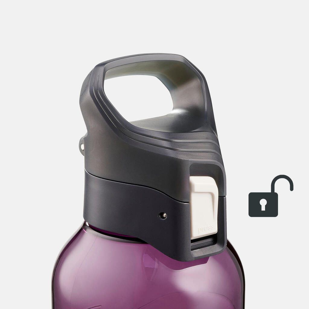 Plastic (Ecozen) Hiking Flask with Quick Opening Cap MH500 0.8 Litre Purple