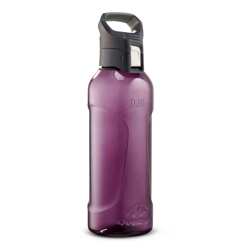 Trinkflasche 0,8L Kunststoff (Ecozen®) Schnellverschluss Wandern - MH500 violett