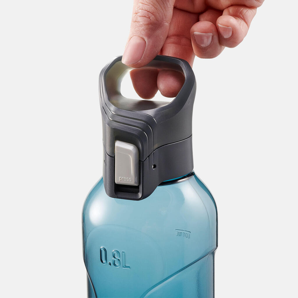Plastic (Ecozen) Hiking Flask with Quick Opening Cap MH500 0.8 Litre Blue