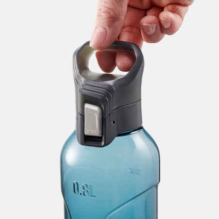 Tritan flask 0.8 L with quick opening cap for hiking - blue