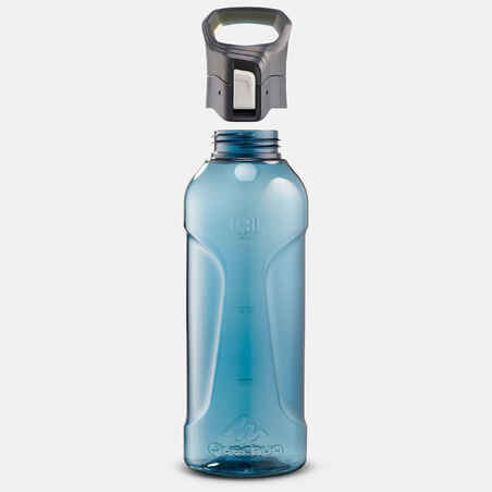 Tritan flask 0.8 L with quick opening cap for hiking - blue