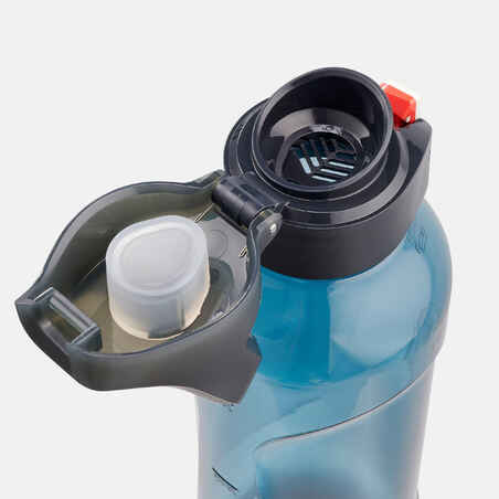 Plastic hiking flask with quick opening cap MH500 0.8 Litre blue