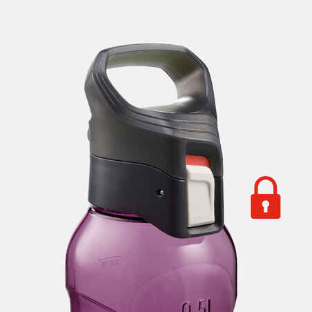 Plastic (Tritan) Hiking Flask with Quick Opening Cap MH500 0.5 Litre Purple