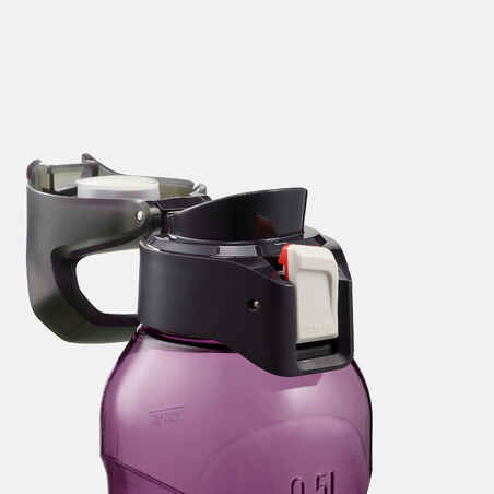 Plastic (Tritan) Hiking Flask with Quick Opening Cap MH500 0.5 Litre Purple