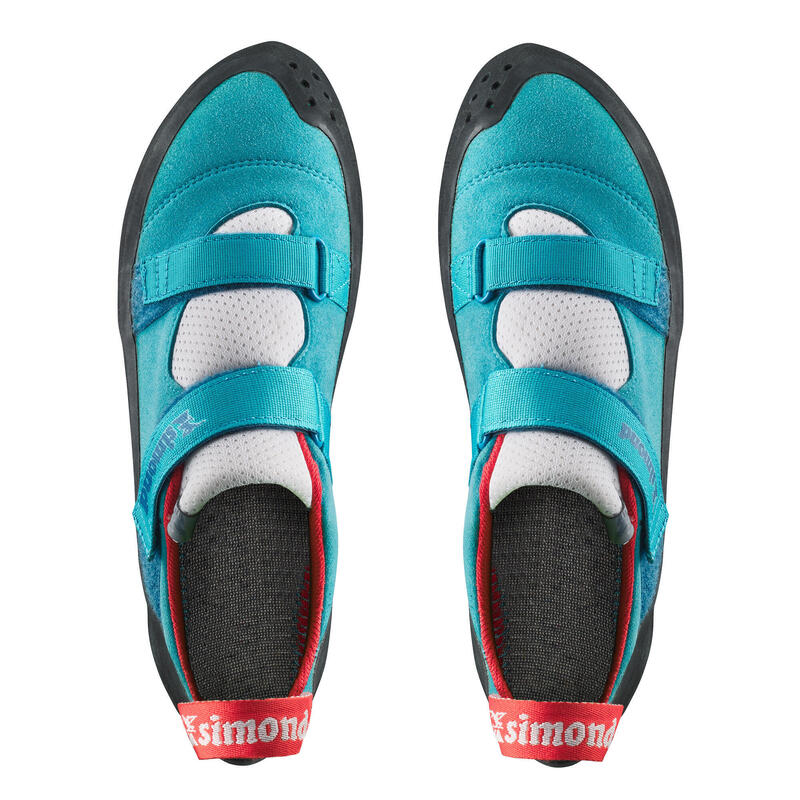 Comfortable rock climbing shoes, turquoise