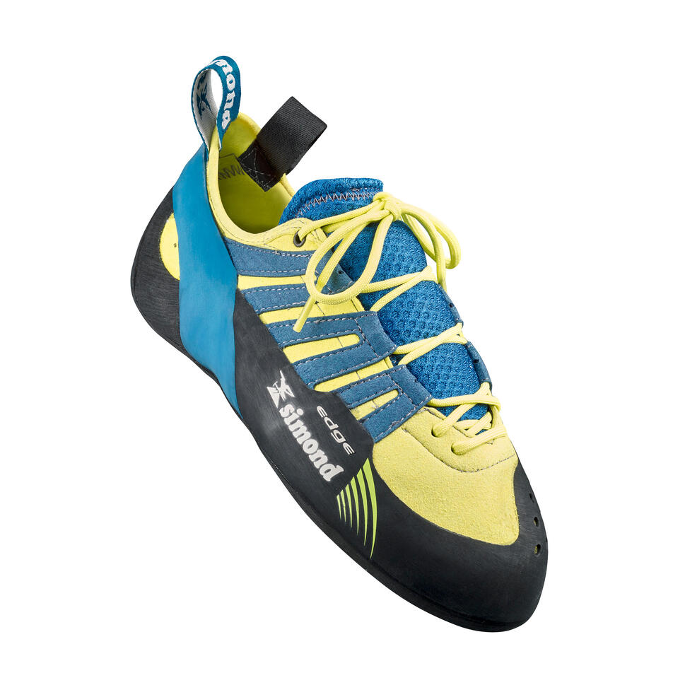 CLIMBING SHOES EDGE LACES V2 ANISEED/BLUE SIMOND Decathlon