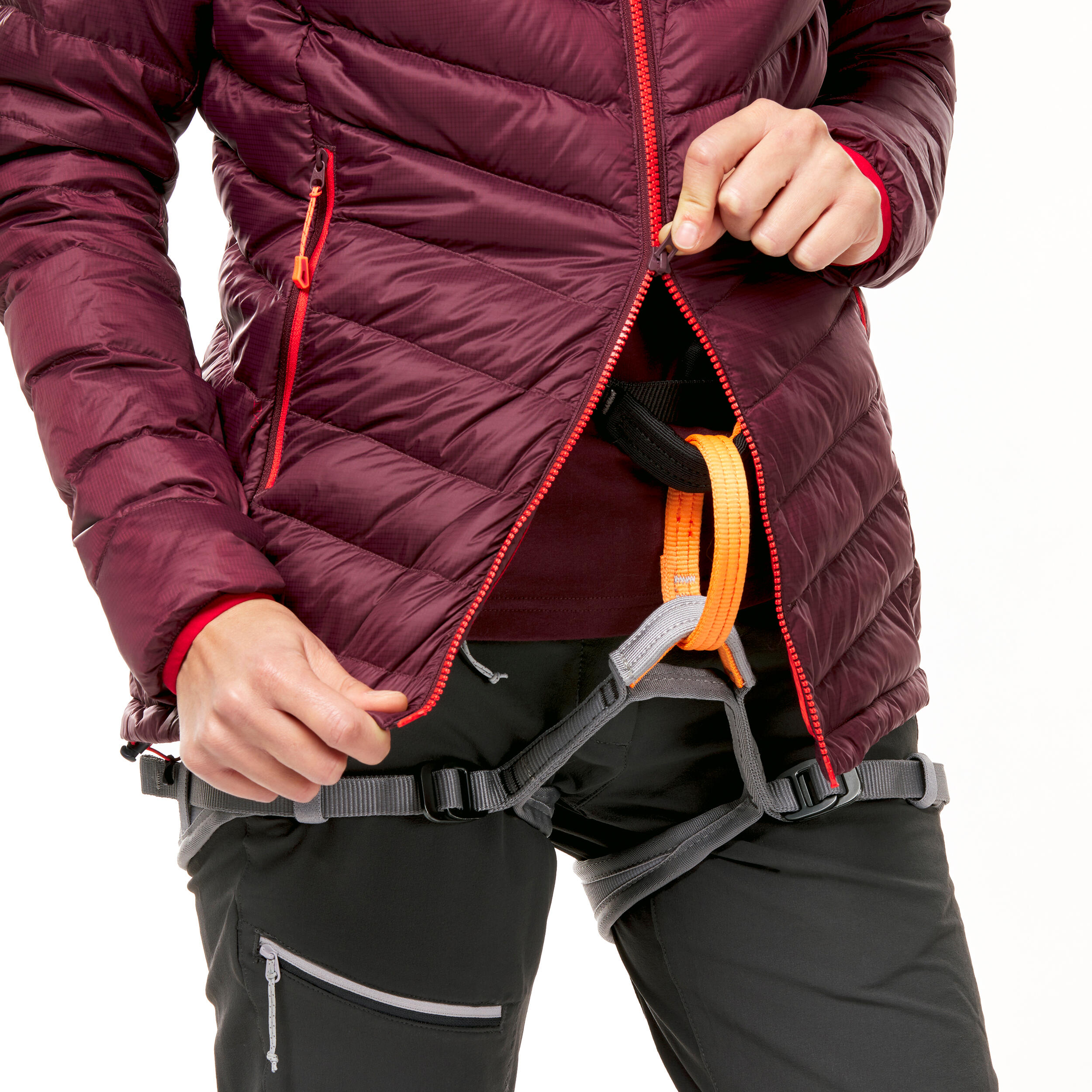 Women's Mountaineering Down Jacket - LIGHT MOUNTAINEERING - Burgundy 7/16
