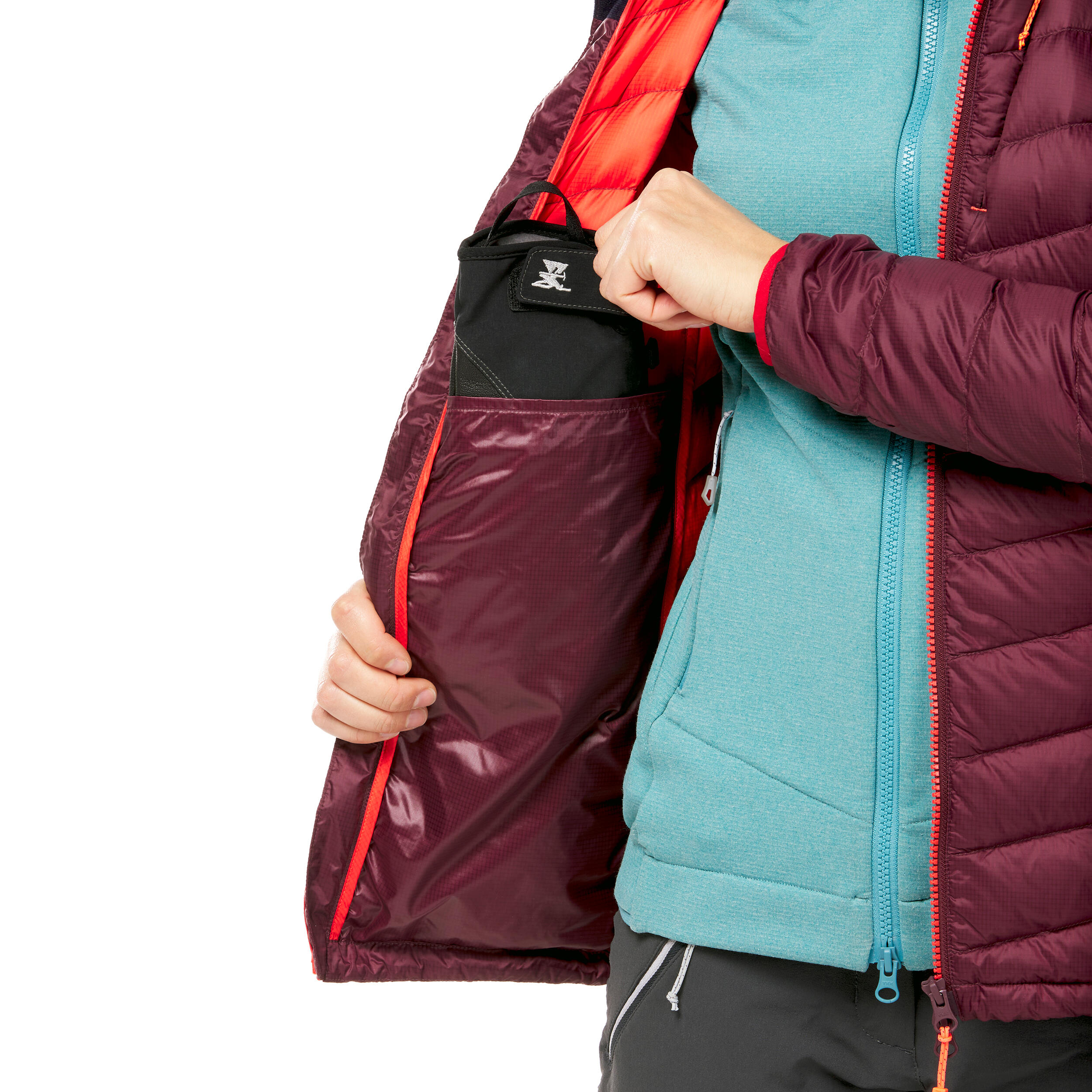 Women's Mountaineering Down Jacket - LIGHT MOUNTAINEERING - Burgundy 4/16