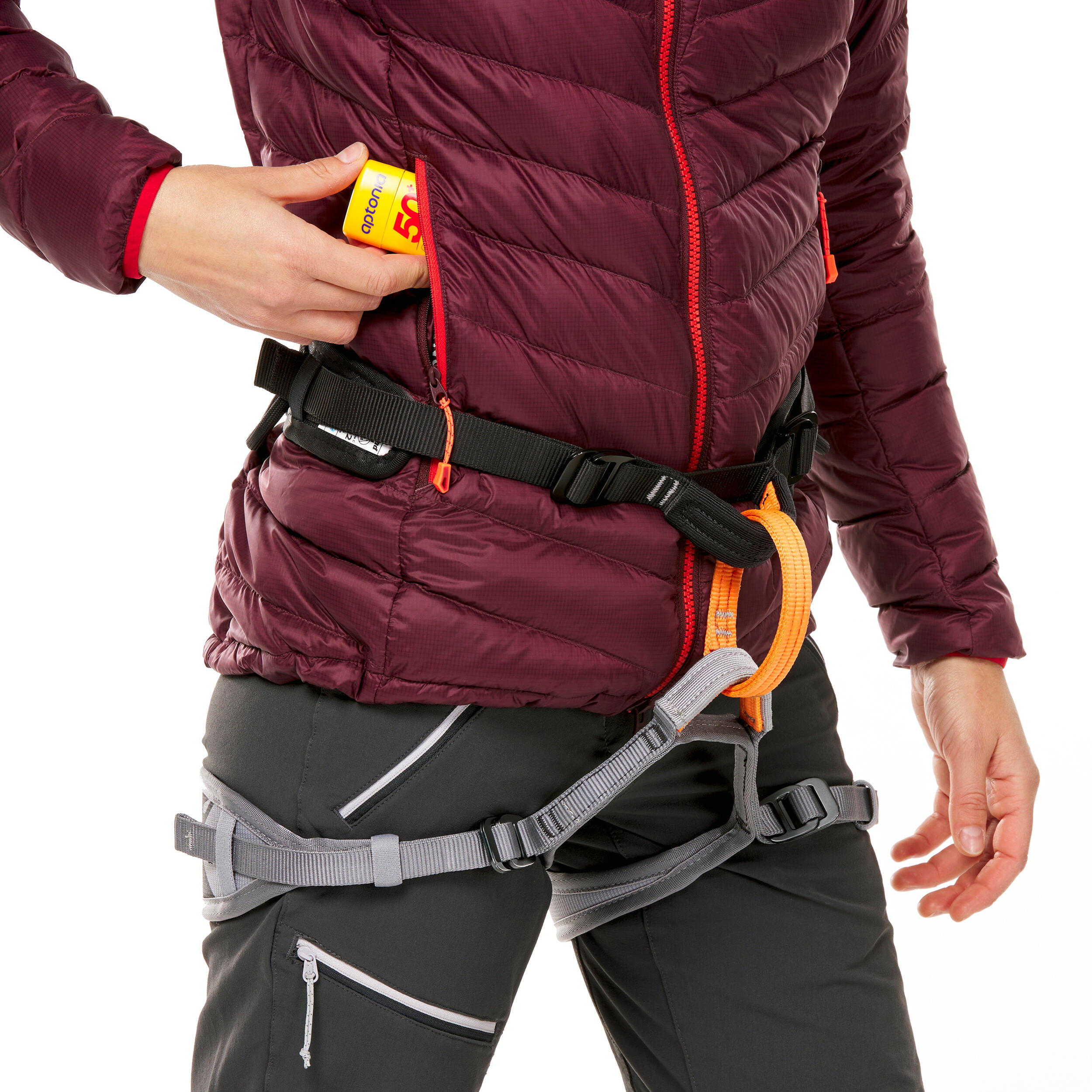 Women's Mountaineering Down Jacket - LIGHT MOUNTAINEERING - Burgundy 6/16