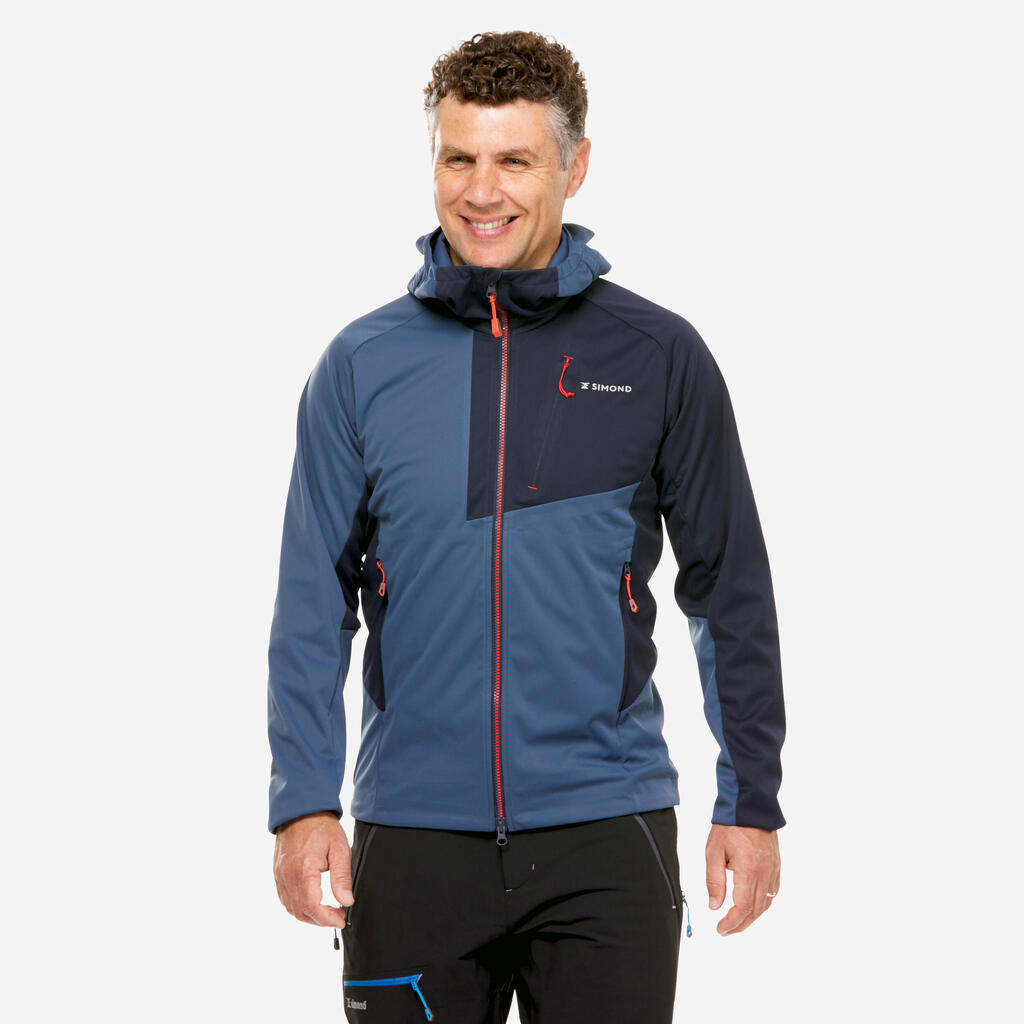 Vīriešu softshell alpīnisma jaka “Alpinism”, gaiši zila