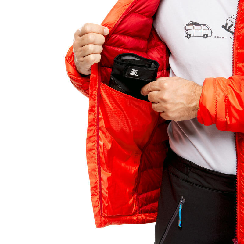 Doudoune en duvet d'alpinisme homme - ALPINISM LIGHT Rouge