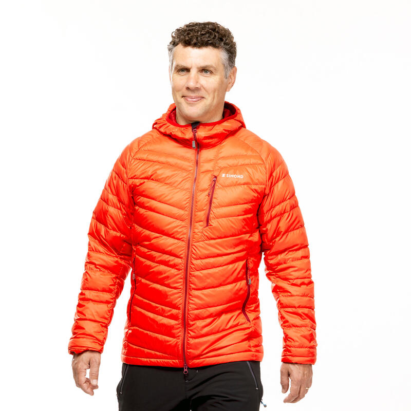 Doudoune en duvet d'alpinisme homme - ALPINISM LIGHT Rouge