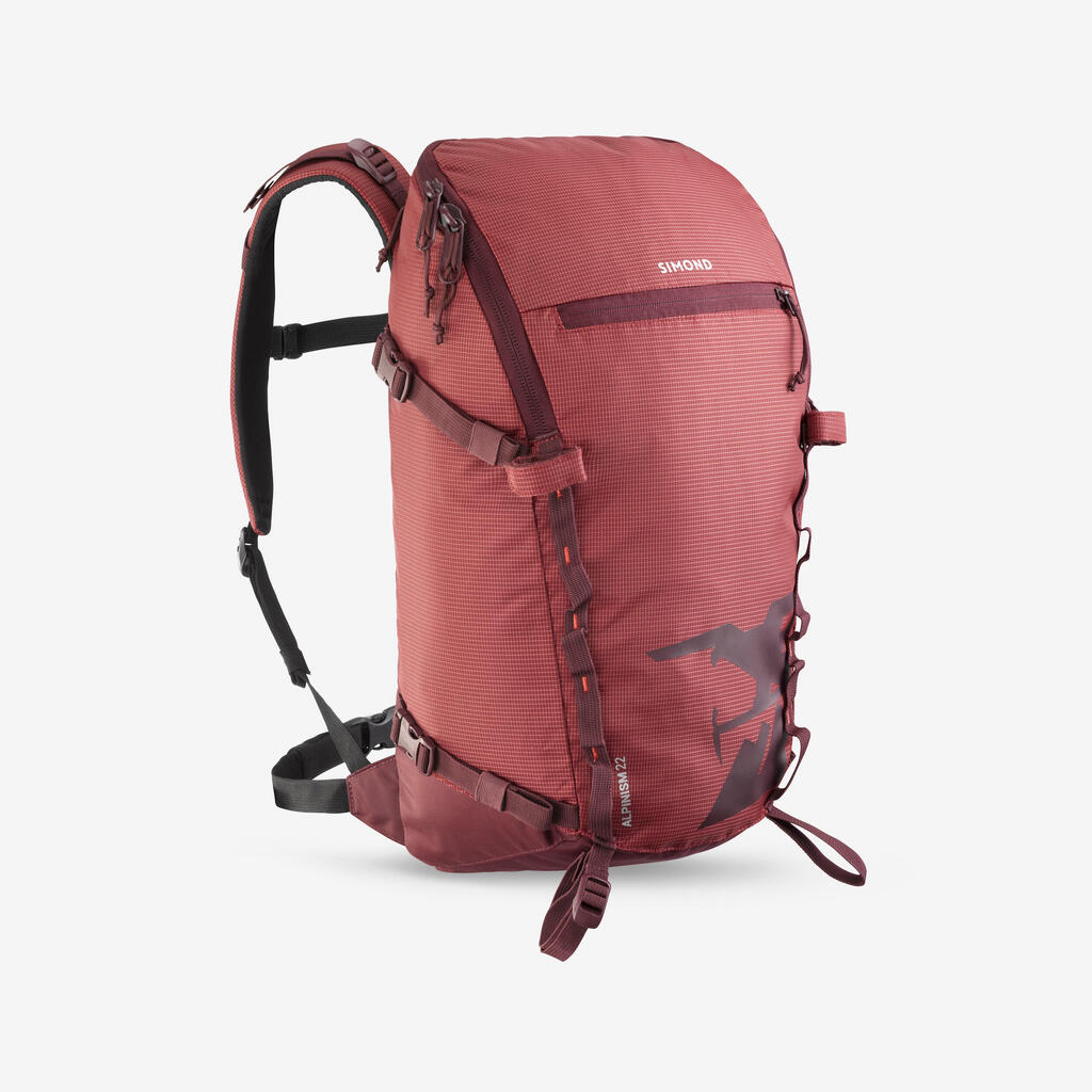 22-litre mountaineering backpack ALPINISM 22 - BURGUNDY