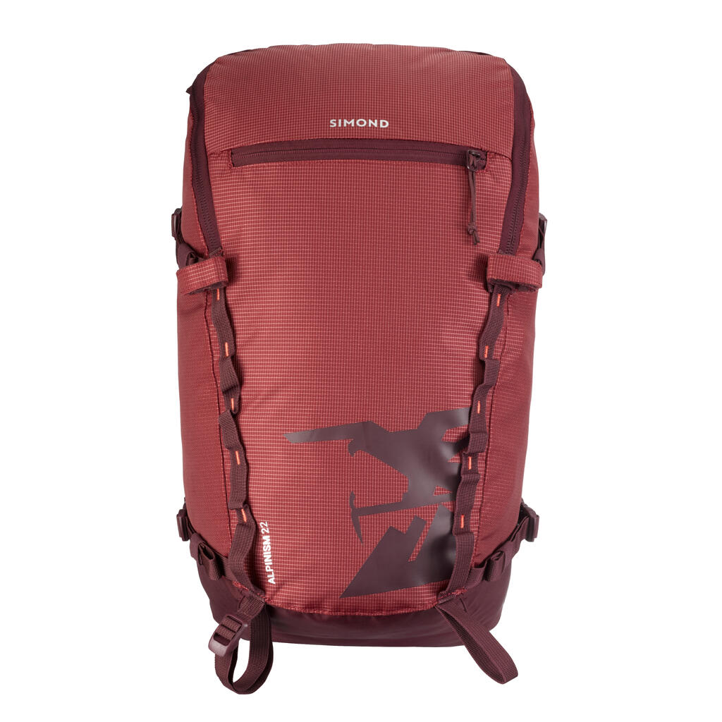 22-litre mountaineering backpack ALPINISM 22 - BURGUNDY