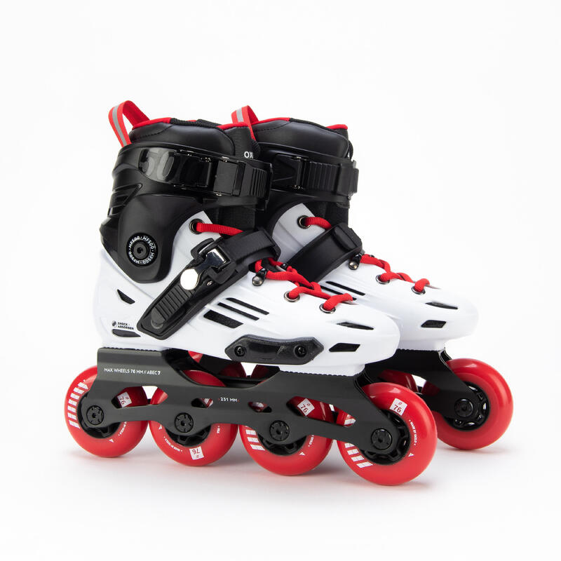 Inline-Skates Freeride MF500 Hardboot Damen/Herren weiss/rot