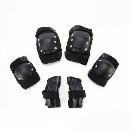 Set Perlindungan Sepatu Roda Dewasa 3 Bagian Fit500 - Hitam/Abu-abu