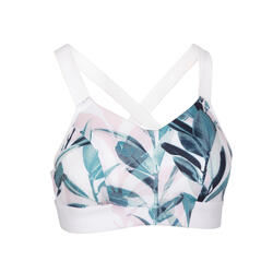 Women's Fitness Cardio Training Sports Bra 500 - White Print