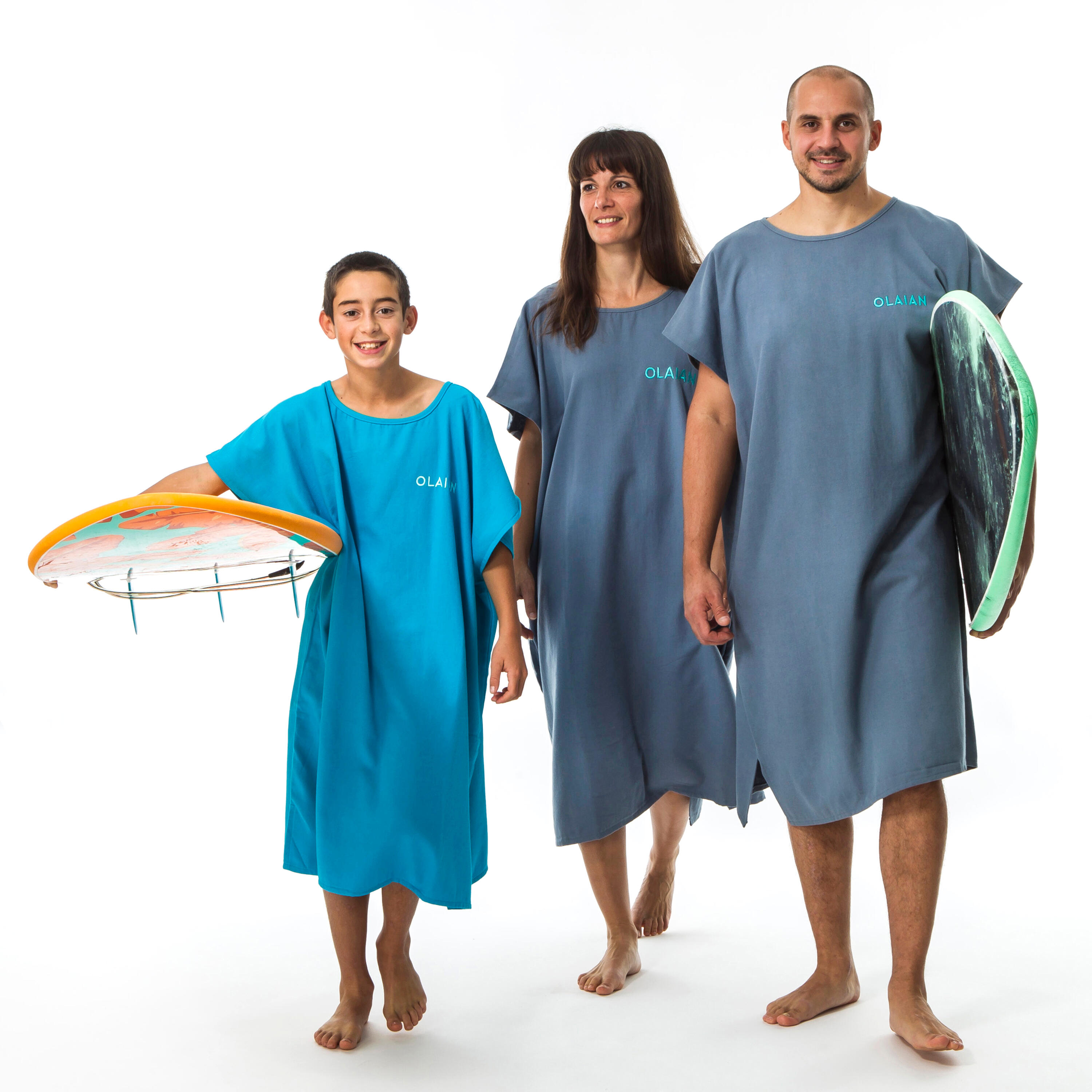 Poncho Surf Olaian 100 Adulto Azul Algodón