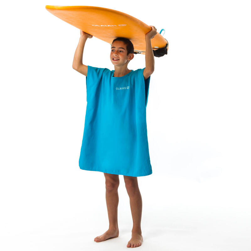 Dětské plážové pončo Surf 100 modré (2 velikosti)