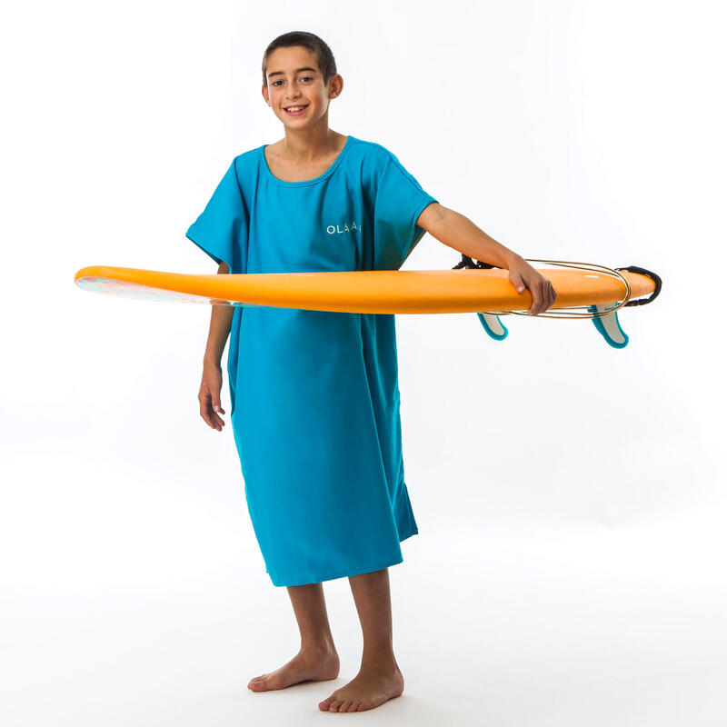 Poncho Surf Olaian 100 Niños Azul (2 Tallas) Algodón