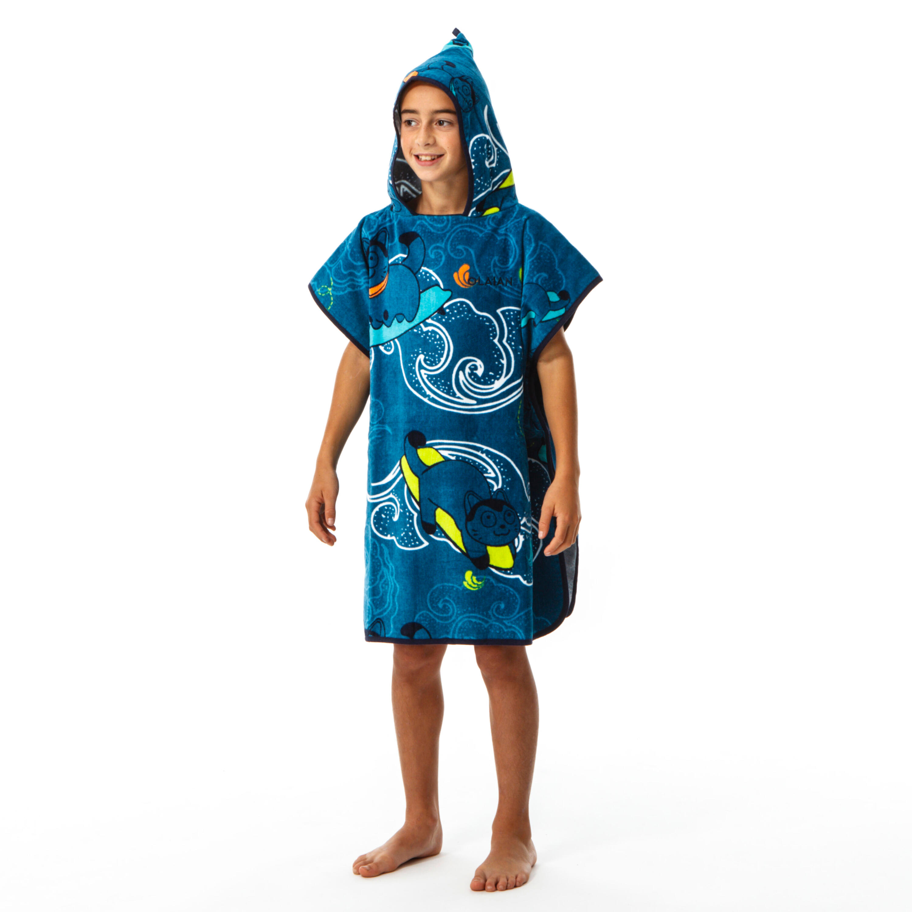 Kids Surf Poncho 500 110 to 135 cm Sky Decathlon