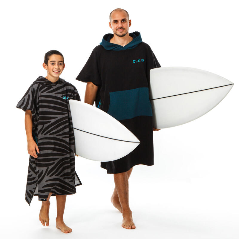 Surfponcho voor volwassenen 500 zwart