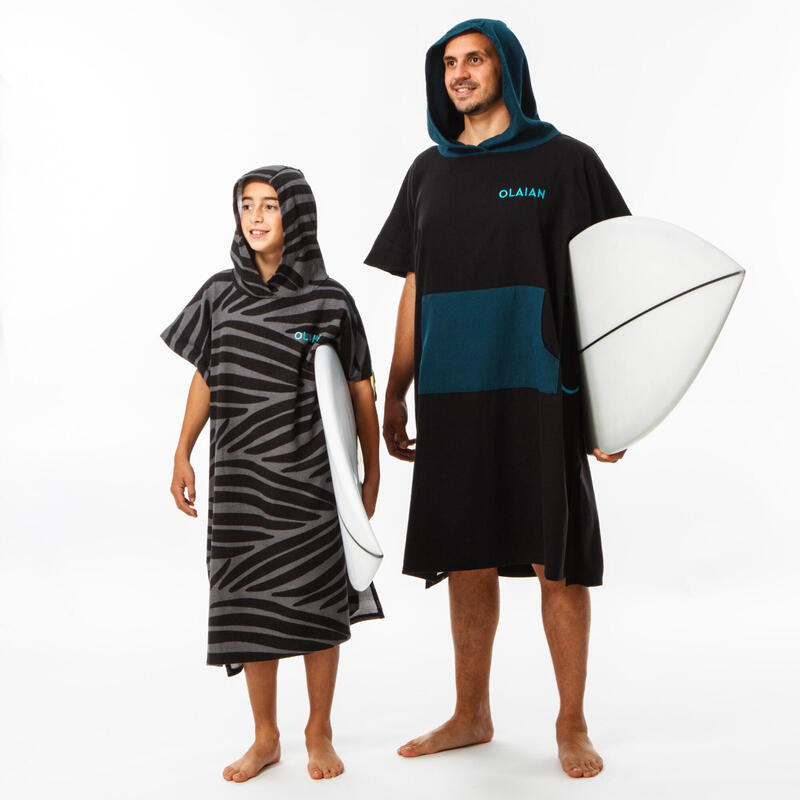 Poncho cotone surf 500 adulto nero