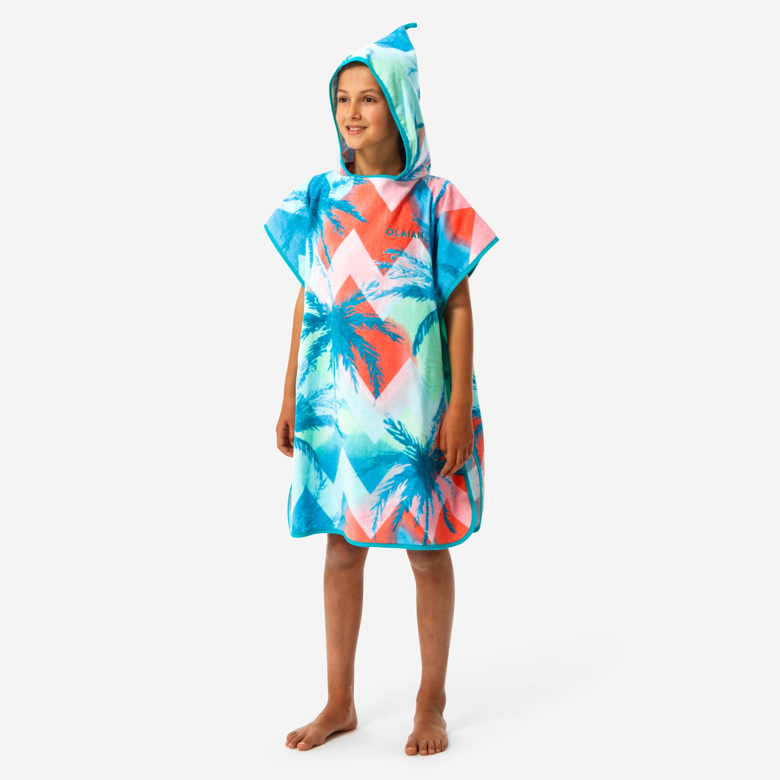 Children's surf poncho 110 to 135 cm - 500 Sweet