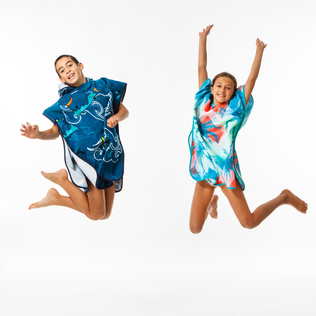 Poncho surf enfant 110 à 135 cm - 500 miamiii bleu