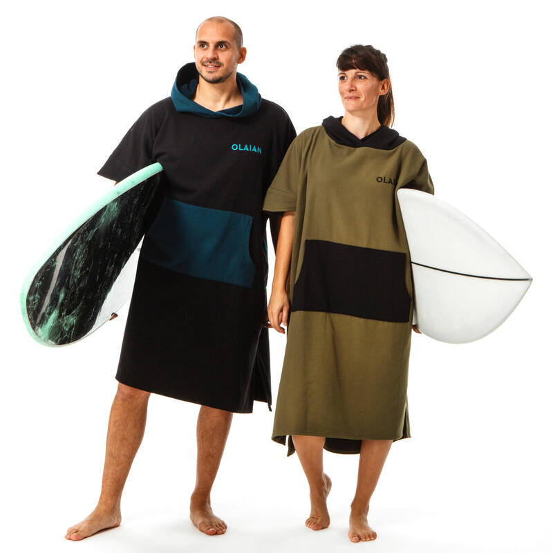 Surf-Poncho 500 Erwachsene schwarz