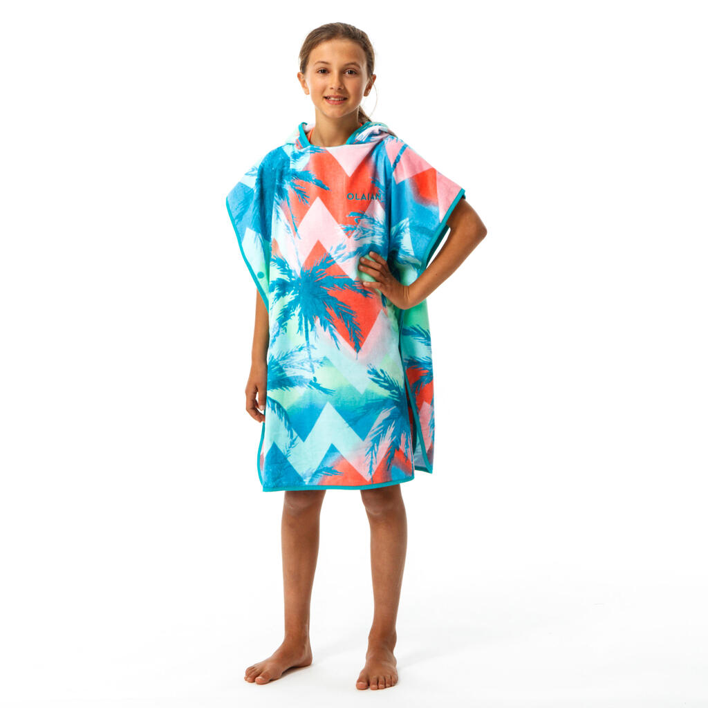 Kids' Surf Poncho 110 to 135 cm - 500 Vanlife Blue