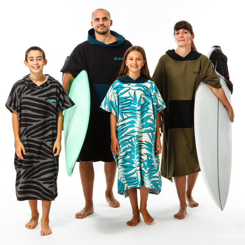 Poncho cotone surf 500 adulto nero
