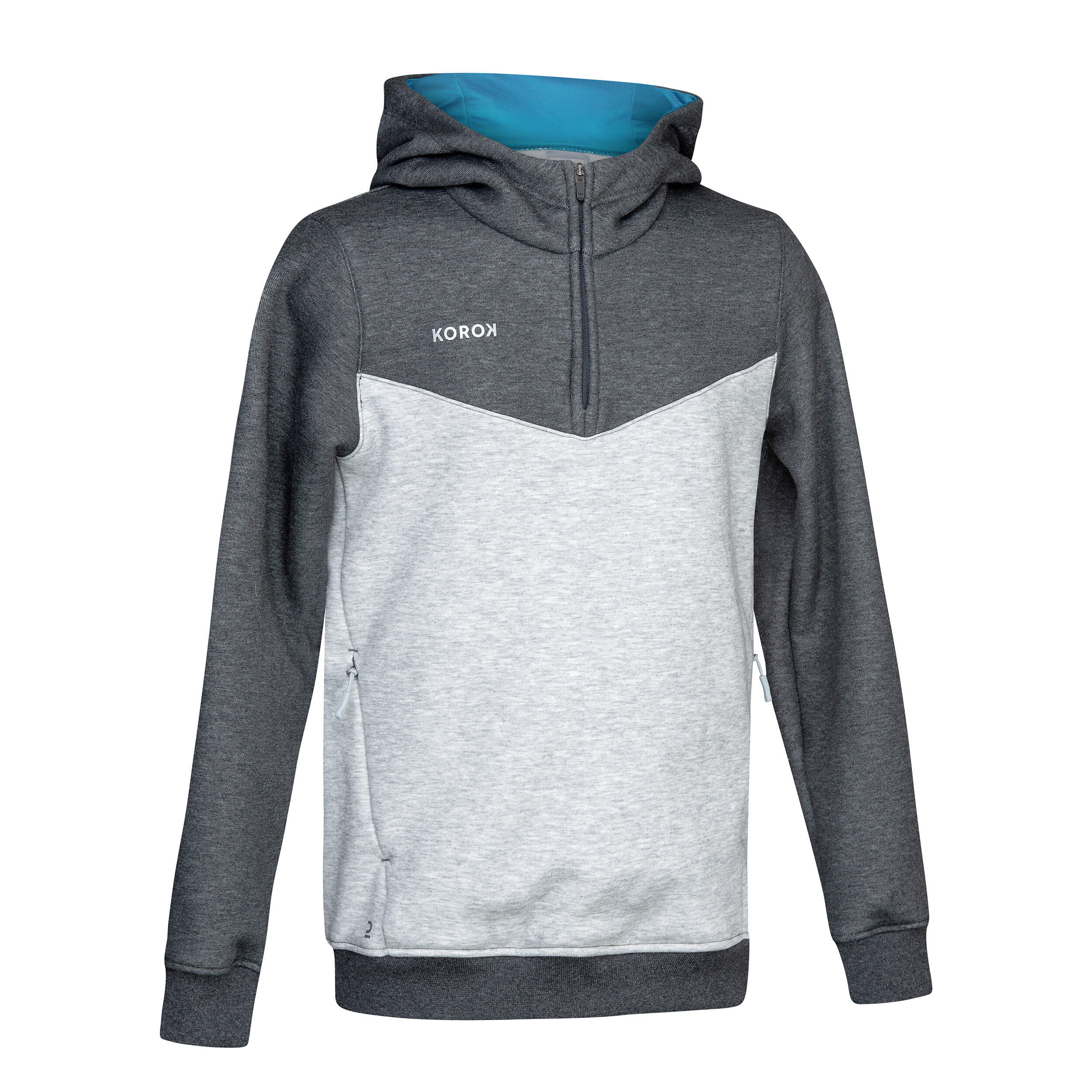 Boys' Field Hockey Sweatshirt FH500 - Grey/Turquoise 1/3